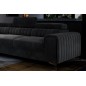 Canapé d'angle convertible - LARRY VELOURS velours Luxe noir, 5 places, angle gauche (vu de face)