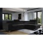 Canapé d'angle convertible - LARRY VELOURS Luxe, 5 places, noir , angle droit (vu de face)