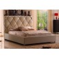 Lit en cuir italien de luxe ENJOY, beige liseret chocolat, 180x200