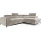 Canapé d'angle convertible - LARRY VELOURS - en velours Luxe, 5 places, beige, angle droit (vu de face)