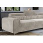 Canapé d'angle convertible - LARRY VELOURS - en velours Luxe, 5 places, beige, angle droit (vu de face)