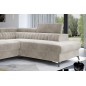 Canapé d'angle convertible - LARRY VELOURS - en velours Luxe, 5 places, beige, angle droit (vu de face)