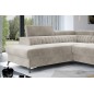- Canapé d'angle convertible - LARRY VELOURS - en velours Luxe, 5 places, beige, angle gauche (vu de face)