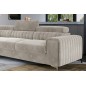 - Canapé d'angle convertible - LARRY VELOURS - en velours Luxe, 5 places, beige, angle gauche (vu de face)