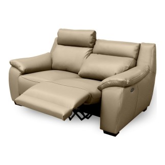 Canapé 2 places avec 2 relax en 100% tout cuir épais luxe italien - 2 relax électriques, beige. BERN