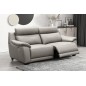 Canapé 3 places avec 2 relax en 100% tout cuir épais luxe italien - 2 relax électriques, gris clair. BERN