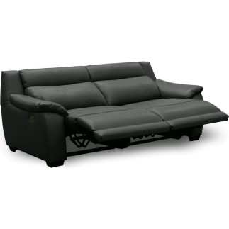 Canapé 3 places avec 2 relax en 100% tout cuir épais luxe italien - 2 relax électriques, anthracite. BERN