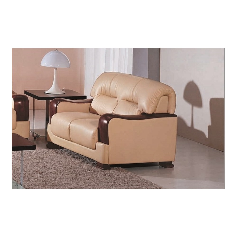 Canapé 2 places en cuir italien VIERI, beige