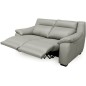 Canapé 2 places avec 2 relax en 100% tout cuir épais luxe italien - 2 relax électriques, gris clair. BERN