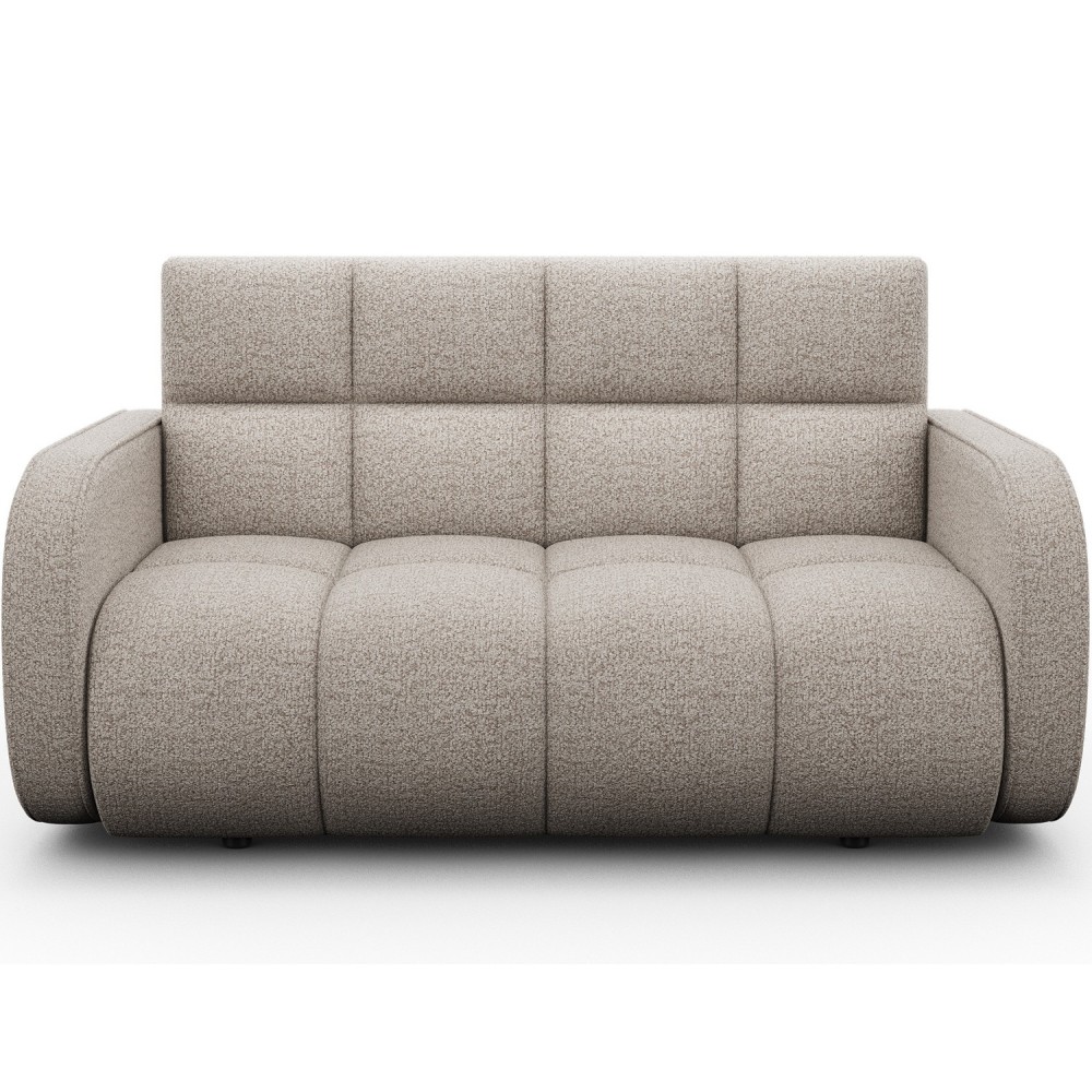 Canapé 2 places convertible tissu bouclette beige, coffre, DEVON Canapé 2 places convertible tissu bouclette beige, coffre, DEVON