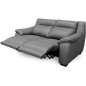 Canapé 2 places avec 2 relax en 100% tout cuir épais luxe italien - 2 relax électriques, gris foncé. BERN