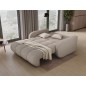 Canapé 2 places convertible tissu bouclette beige, coffre, DEVON Canapé 2 places convertible tissu bouclette beige, coffre, DEVON