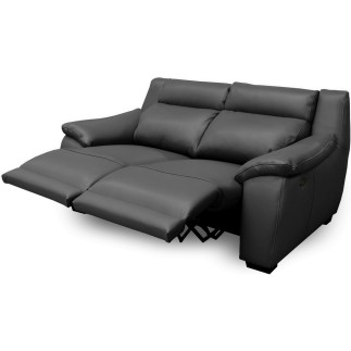 Canapé 2 places avec 2 relax en 100% tout cuir épais luxe italien - 2 relax électriques, anthracite. BERN