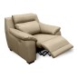 Fauteuil avec 1 relax en 100% tout cuir épais luxe italien - 1 relax électrique, beige. BERN, 2 places