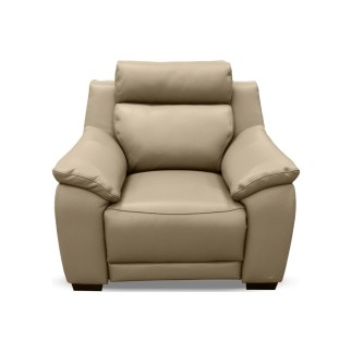 Fauteuil avec 1 relax en 100% tout cuir épais luxe italien - 1 relax électrique, beige. BERN, 2 places