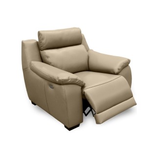 Fauteuil avec 1 relax en 100% tout cuir épais luxe italien - 1 relax électrique, beige. BERN