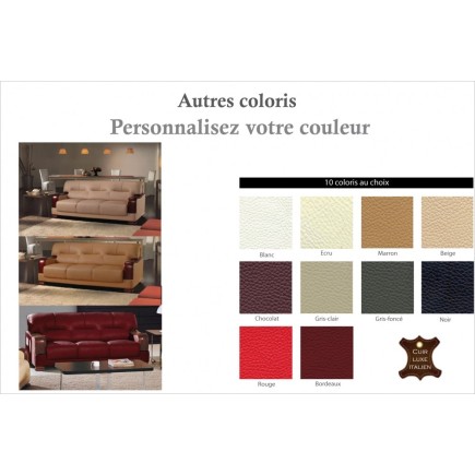 Canapé 3 places en cuir italien VIERI, couleur personnalisée