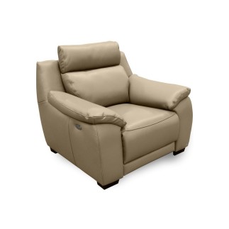 Fauteuil avec 1 relax en 100% tout cuir épais luxe italien - 1 relax électrique, beige. BERN