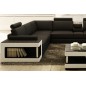 Canapé d'angle en cuir luxe italien 5/6 places XERUS, cuir haut de gamme italien vachette. Cuir Prestige luxe. Noir et blanc, an