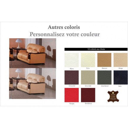 Canapé 2 places en cuir italien VIERI, couleur personnalisée