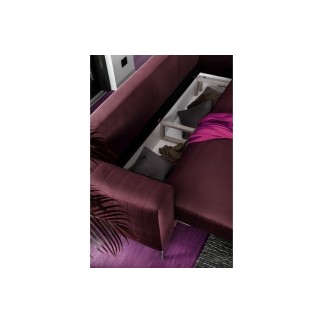 Canapé 3/4 places convertible et espace de rangement - bordeaux - en tissu de qualité luxe, ELSA