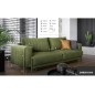 Canapé 3/4 places convertible et espace de rangement - vert - en tissu de qualité luxe, ELSA