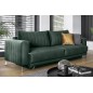 Canapé 3/4 places convertible et espace de rangement - vert foncé - en tissu de qualité luxe, ELSA