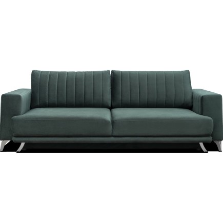 Canapé 3/4 places convertible et espace de rangement - vert foncé - en tissu de qualité luxe, ELSA