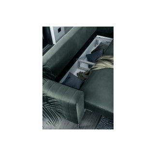 Canapé 3/4 places convertible et espace de rangement - vert foncé - en tissu de qualité luxe, ELSA