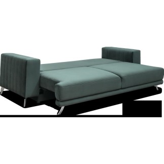 Canapé 3/4 places convertible et espace de rangement - vert foncé - en tissu de qualité luxe, ELSA