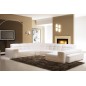 Canapé d'angle en cuir italien 7/8 places EVASION, blanc / beige, angle gauche
