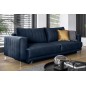 Canapé 3/4 places convertible et espace de rangement - bleu - en tissu de qualité luxe, ELSA