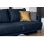 Canapé 3/4 places convertible et espace de rangement - bleu - en tissu de qualité luxe, ELSA
