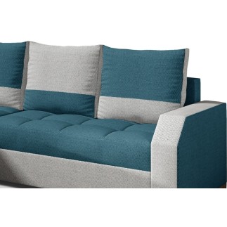 Canapé d'angle convertible - ARTE - en tissu de qualité - vert et gris, 3/4 places, angle gauche (vu de face)