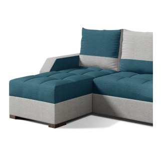 Canapé d'angle convertible - ARTE - en tissu de qualité - vert et gris, 3/4 places, angle gauche (vu de face)