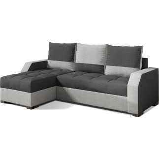 Canapé d'angle convertible - ARTE - en tissu de qualité - gris foncé et gris clair, 3/4 places, angle gauche (vu de face)