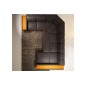 Canapé d'angle en cuir italien 7/8 places EVASION, noir / orange, angle gauche