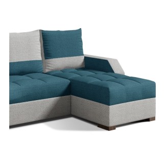 Canapé d'angle convertible - ARTE - en tissu de qualité - vert et gris, 3/4 places, angle droit (vu de face)