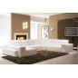 Canapé d'angle en cuir italien 7/8 places EVASION, blanc / beige, angle droit