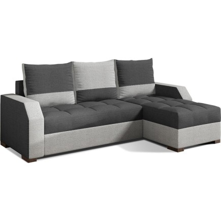 Canapé d'angle convertible - ARTE - en tissu de qualité - gris foncé et gris clair, 3/4 places, angle droit (vu de face)