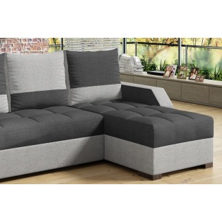 Canapé d'angle convertible - ARTE - en tissu de qualité - gris foncé et gris clair, 3/4 places, angle droit (vu de face)