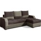 Canapé d'angle convertible - ARTE - en tissu de qualité - marron et beige, 3/4 places, angle droit (vu de face)