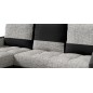 Canapé d'angle convertible - ARTE - en tissu et simili de qualité, gris et noir, 3/4 places, angle gauche (vu de face)