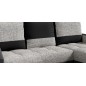 Canapé d'angle convertible, ARTE, en tissu et simili de qualité, gris et noir, 3/4 places, angle droit (vu de face)