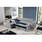 - Canapé d'angle convertible en tissu de qualité, gris, 5/6 places, angle gauche (vu de face) - SOHO
