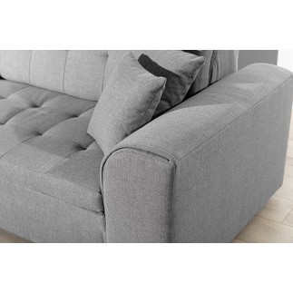 - Canapé d'angle convertible en tissu de qualité, gris, 5/6 places, angle gauche (vu de face) - SOHO