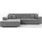 - Canapé d'angle convertible en tissu de qualité, gris, 5/6 places, angle gauche (vu de face) - SOHO