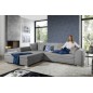 - Canapé d'angle convertible en tissu de qualité, gris, 5/6 places, angle gauche (vu de face) - SOHO