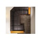 Canapé d'angle en cuir italien 7/8 places EVASION, noir / orange, angle droit