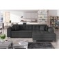 Canapé d'angle convertible, SOHO, en tissu de qualité, gris foncé, 5/6 places, angle droit (vu de face)